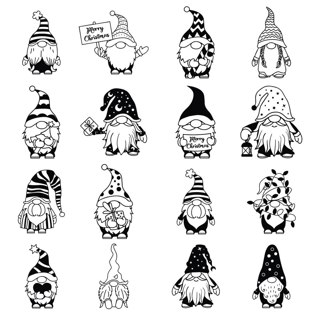 Christmas Gnome SVG Bundle, Doodle Gnomies Cut File (digital Download ...