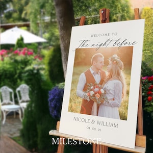 The Night Before Wedding Sign With Photo, Rehearsal Dinner Photo Sign, Rehearsal Dinner Welcome Sign, Wedding Dinner Decor MilestoneSigns