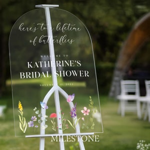Here&#39;s To A Lifetime Of Butterflies Bridal Shower Sign, Wildflowers Bridal Shower Sign, Bridal Shower Decorations MilestoneSigns