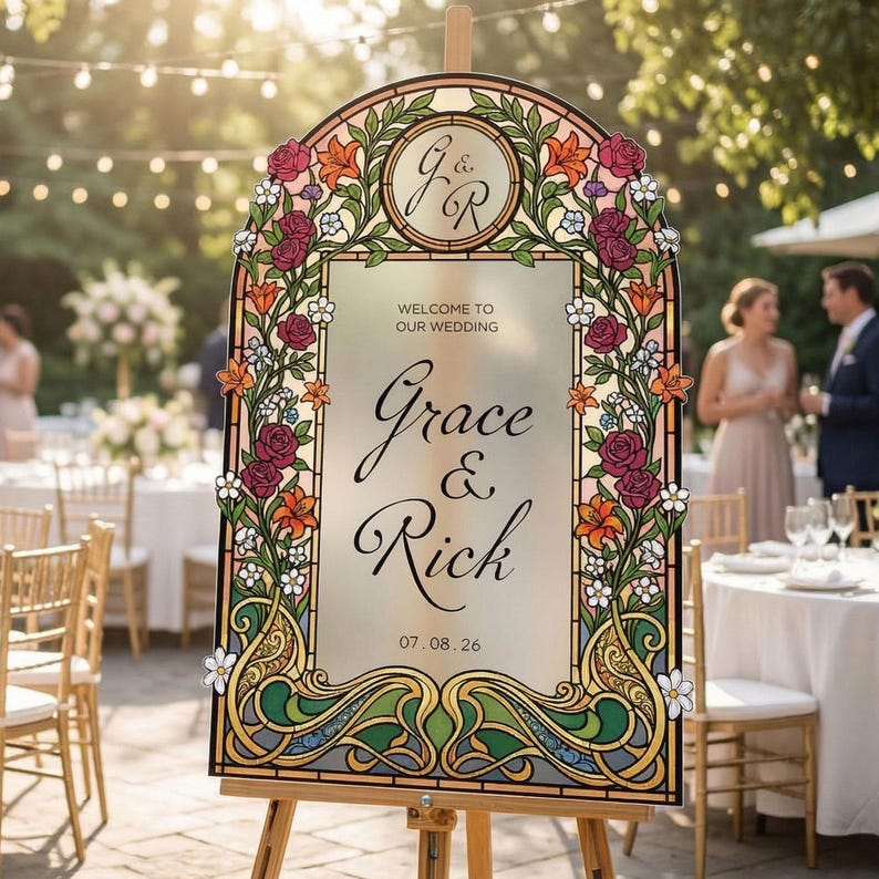 Wildflowers Wedding Sign, Floral Wedding Welcome Sign,  Wildflower Welcome To Our Wedding Signs, Frosted Acrylic Or Mirror Wedding Decor Frosted Acrylic