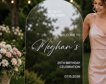 Minimalist Birthday Party Sign, So Glad You’re Here Birthday Party Welcome Sign, Custom Mirror Acrylic Sign For Birthday Party Decorations