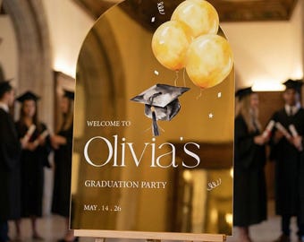 Custom Graduation Party Sign, Mirror Graduation Sign, Graduation Welcome Sign, Graduation Decorations