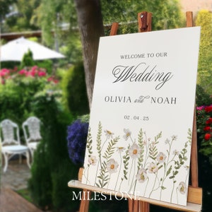 Wildflowers Wedding Welcome Sign, Welcome To Our Wedding Sign, Floral Wildflowers Wedding Decorations MilestoneSigns