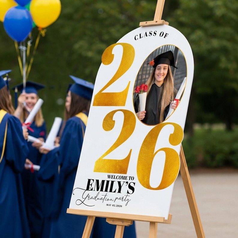 Custom Graduation Sign, Printed Graduation Photo Sign, Graduation Party Sign with Picture, Acrylic Graduation Party Decorations Print Board