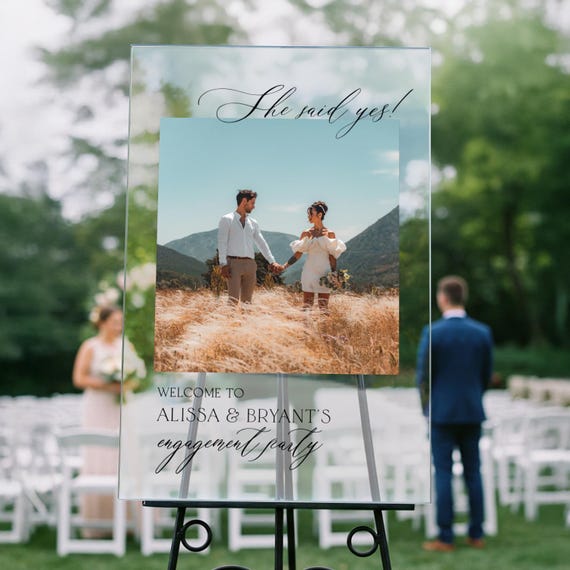 She Said Yes Engagement Sign, Engagement Photo Sign, We’re Engaged Sign, Engagement Decorations MilestoneSigns