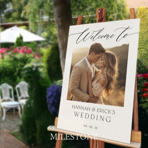 Wedding Sign With Photo, Wedding Welcome Sign With Photo, Custom Wedding Sign, Wedding Decorations MilestoneSigns