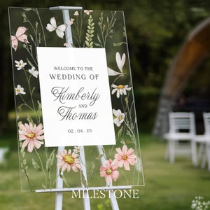 Wildflowers Wedding Sign, Floral Welcome To The Wedding Of Sign, Wildflower Wedding Decorations MilestoneSigns