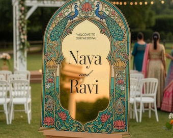 Indian Wedding Sign, Floral Indian Wedding Welcome Sign, Indian Wedding Decorations, Indian Wedding Favors