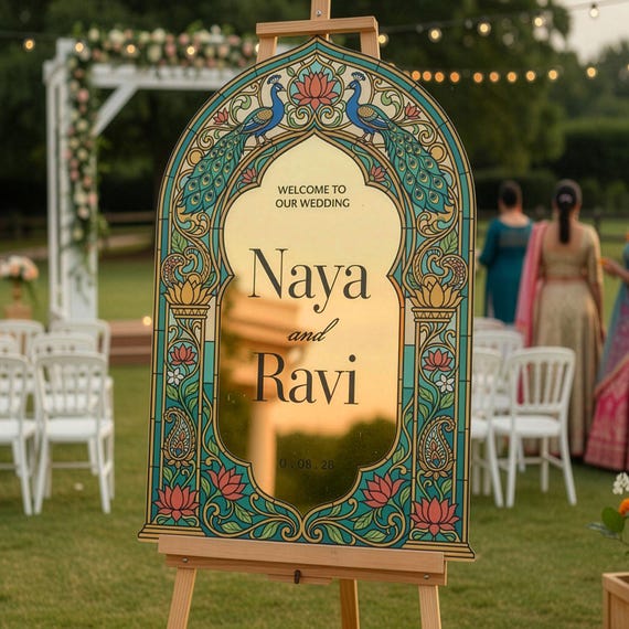 Indian Wedding Sign, Floral Indian Wedding Welcome Sign, Indian Wedding Decorations, Indian Wedding Favors
