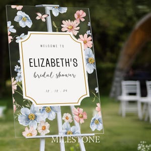 Bridal Shower Sign, Floral Bridal Shower Welcome Sign, Wildflowers Bridal Shower Decorations MilestoneSigns