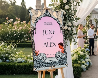 Dove Welcome To Our Wedding Sign, Wedding Welcome Sign, Mirror Wedding Sign, Dove Wedding Decorations