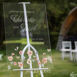 Wildflowers Wedding Sign, We’re So Glad You’re Here Wedding Welcome Sign, Wildflower Wedding Decorations MilestoneSigns