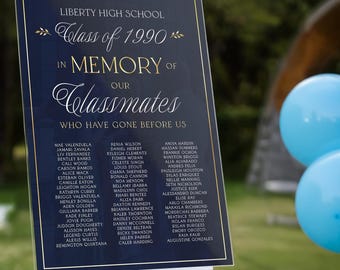 Custom In Memory Of Our Classmates High School Reunion Memorial Sign, Navy Class Reunion Remembrance Sign, Class Reunion Decorations