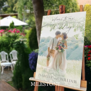 Photo Wedding Welcome Sign, Wedding Sign With Photo, Custom Welcome To Our Wedding Sign, Wedding Decorations MilestoneSigns