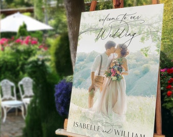 Photo Wedding Welcome Sign, Wedding Sign With Photo, Custom Welcome To Our Wedding Sign, Wedding Decorations MilestoneSigns