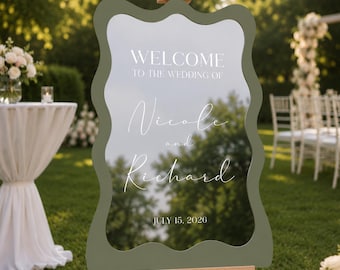 Mirror Wedding Welcome Sign, Custom Minimalist Wedding Sign, Acrylic, Frosted or Mirror Welcome To The Wedding Of Signs, Wedding Decorations