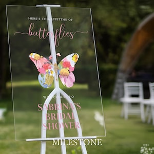 Butterflies Bridal Shower Sign, Here&#39;s To A Lifetime Of Butterflies Sign, Butterflies Bridal Shower Decorations MilestoneSigns
