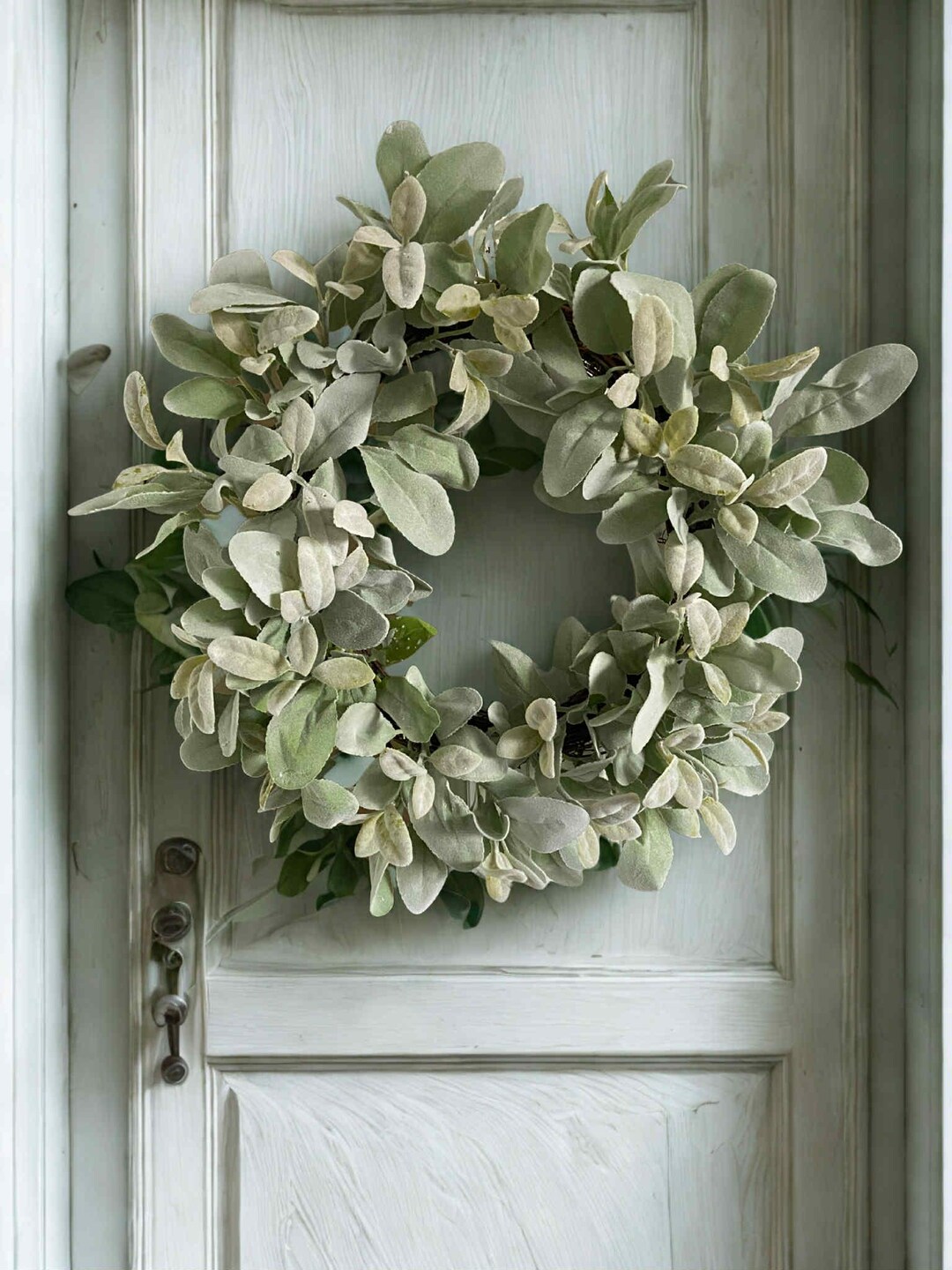 Faux Lambs Ear Wreath, Realistic Greenery Door Wreath - Etsy UK