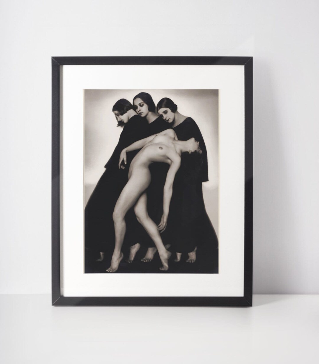 Art Deco Print Nude Wall Art Vintage Print Black And White Art Nude Woman Photo High