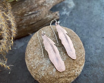 Copper Feather Earrings