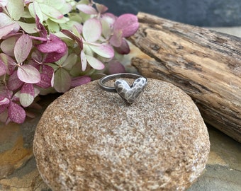 Sterling Silver Carved Heart Ring