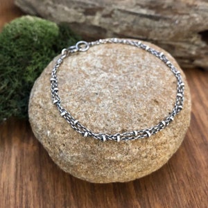 Simple Sterling Silver Beaded Double Cable Chain Bracelet image 4