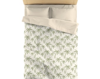 Modern Tropical Chic Coconut Trees Microfiber Duvet Cover for Bedroom Bedding Twin Twin XL Queen King Duvet