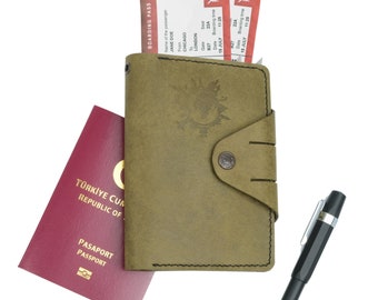 KAPITEL Reisportemonnee - Kalfsleer met pennenhouder, paspoort- en ticketvakken