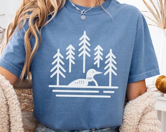 Comfort Colors Loon Lover Shirt, Gift for Bird Watcher, Lake Lover Tee, Cabin Vacation Weekend, Camping Birding Nature Lover, For Her Him