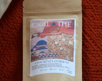 Chai Rêves d'Orient - Caffeine-Free Spiced Infusion with Ginger, Cinnamon, and Cardamom | Organic Ayurvedic Herbal Tea for Relaxation & Digestive Support