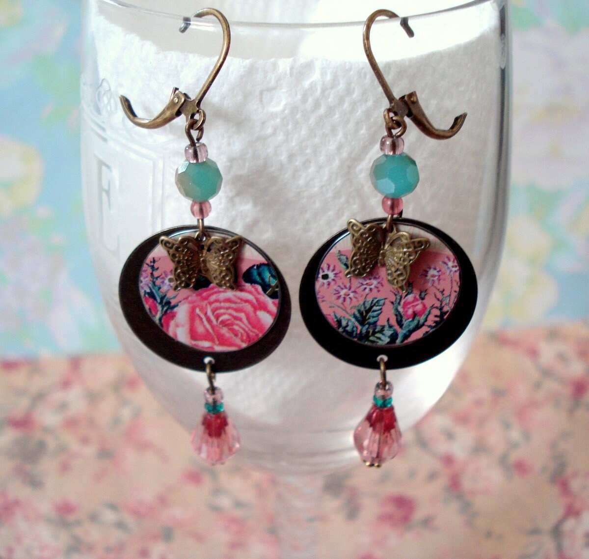 Estaño inglés floral y círculos de bronce con mariposas Etsy España