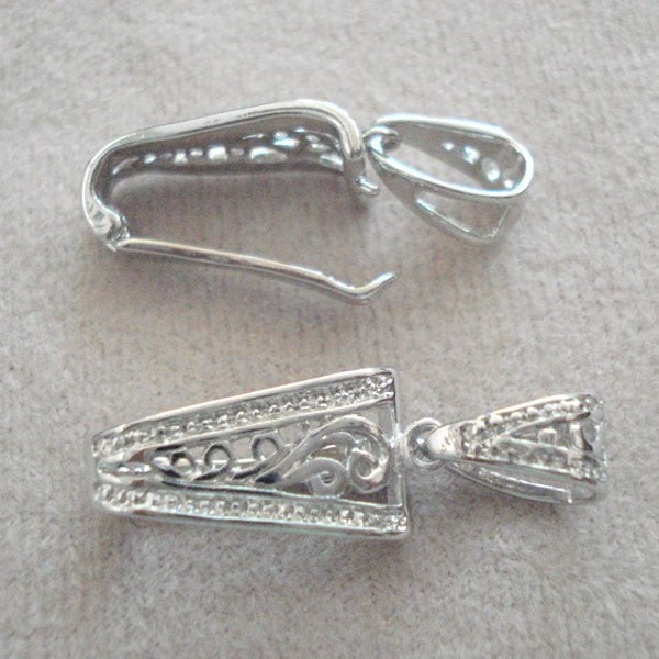 2  Interchangeable Filigree Enhancer Bails for Pendants ,Silverplated