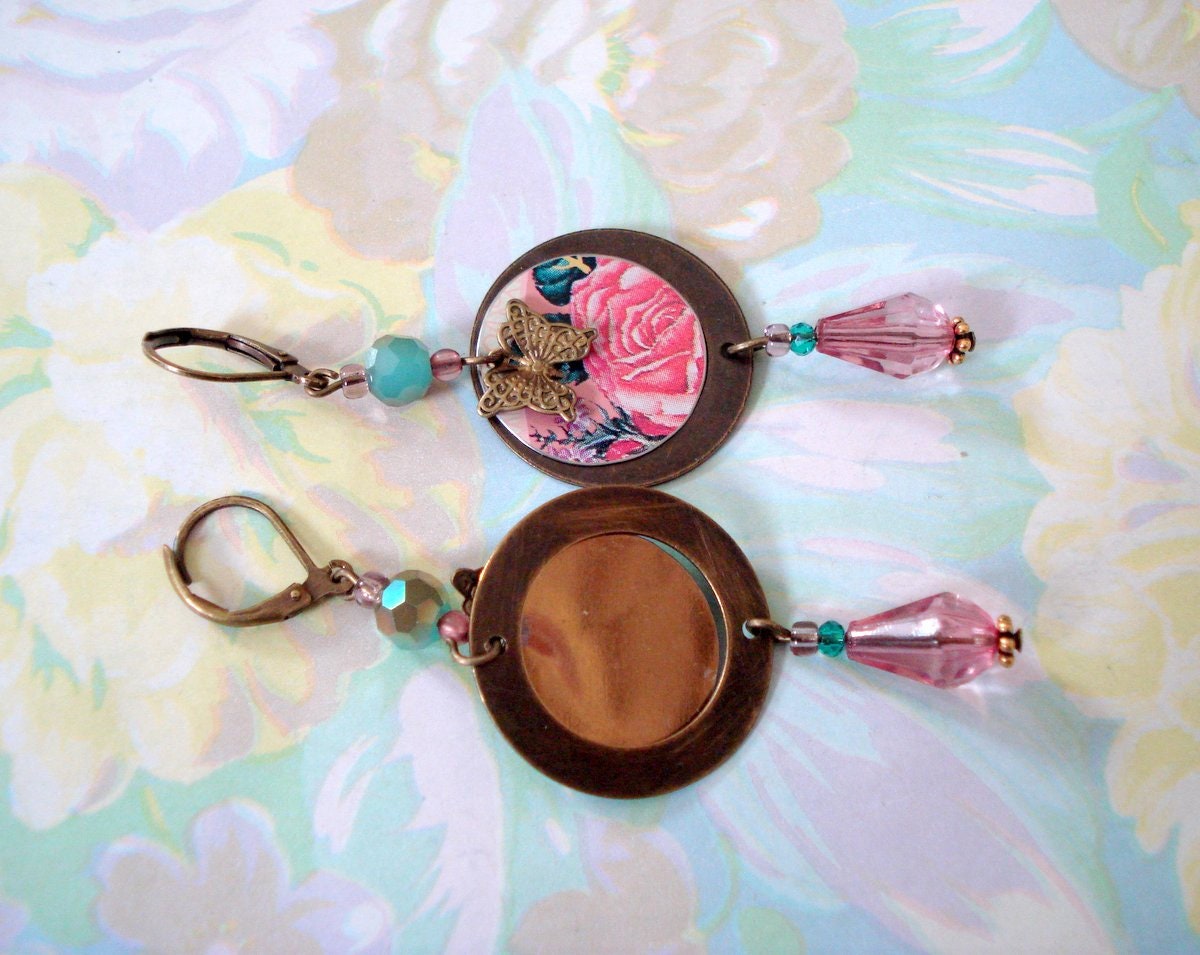 Estaño inglés floral y círculos de bronce con mariposas Etsy España