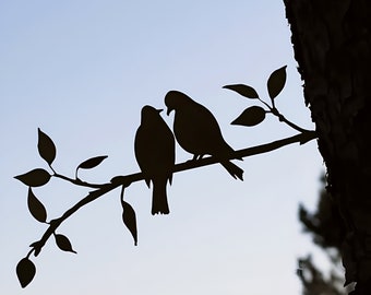 Estaca de metal para árbol de colibrí, silueta de pájaro, arte de pájaros, decoración de jardín de acero, decoración decorativa para exteriores, decoración divertida de granja