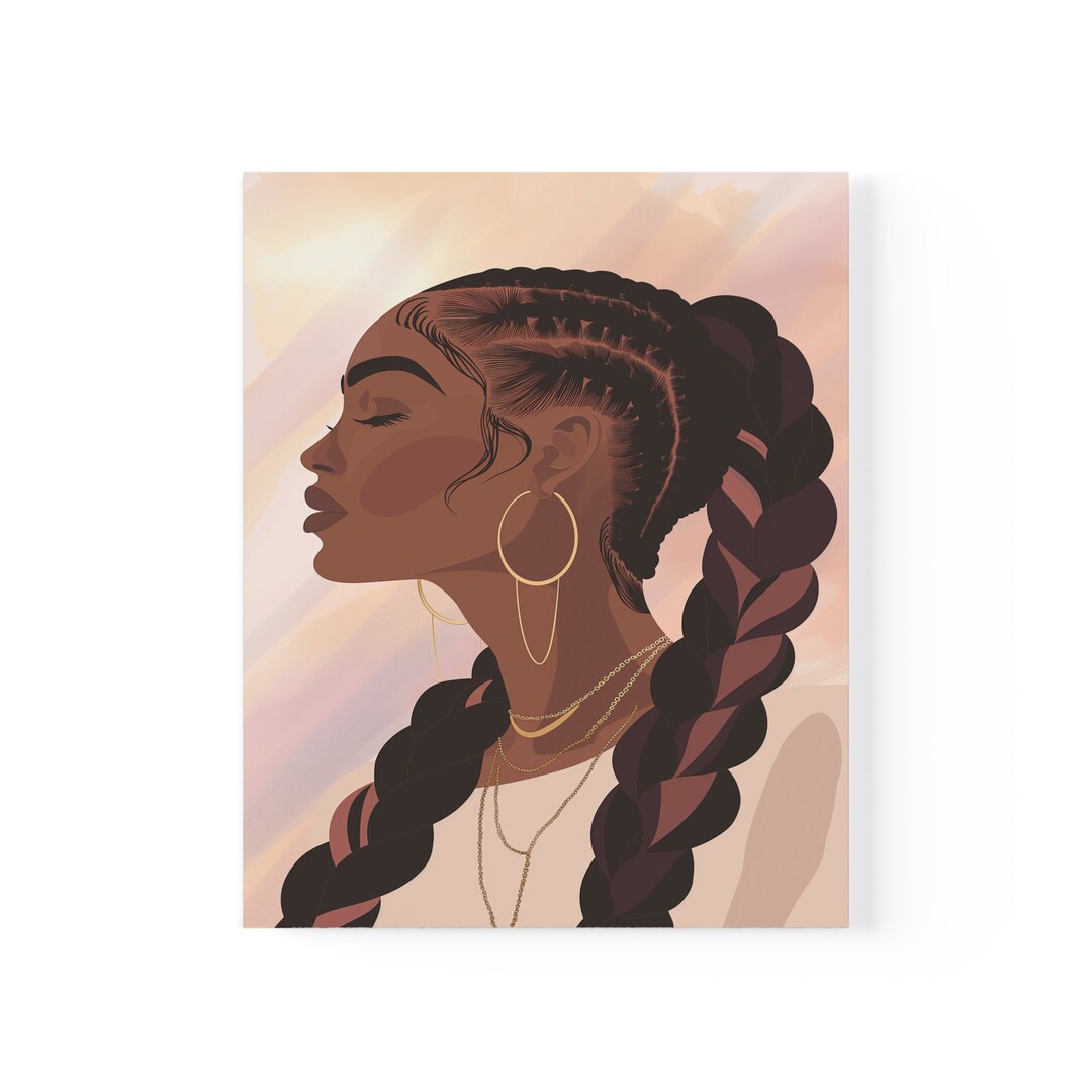 Cornrows Print - African American Woman - Minimalistic Braid Wall Art ...