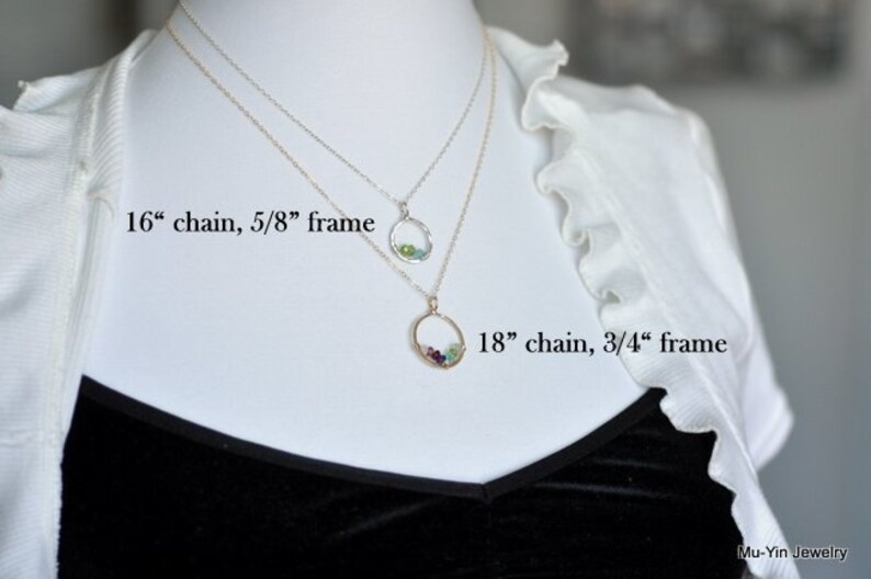 personalized Grandmothers necklace Mothers birthstone necklace CIRCLE OF LOVE customized natural gemstones 7 stones sterling silver