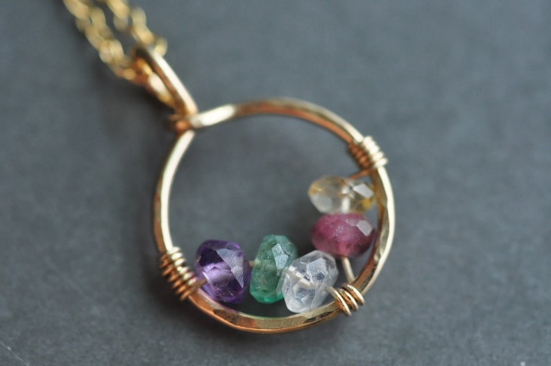 mothers necklace 5 stones