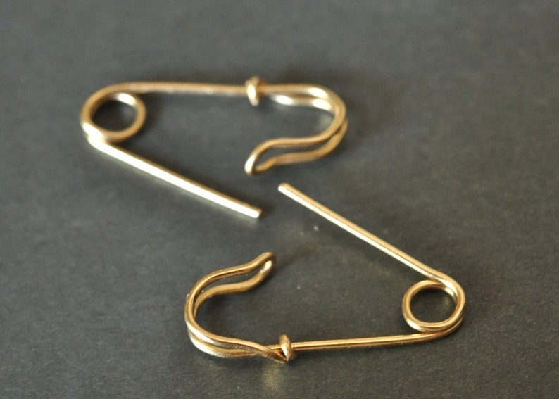 14k gold filled SAFETY PIN earrings 7/8 inch small hoop Etsy