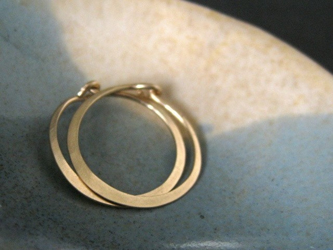 MINI 5/8 inch 16mm solid 14K gold hoop earrings Etsy