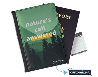 Nature's Call Answered - Personalized Passport Cover with Custom Name, Gift for Travelers, Custom Passport Wallet, Customize Passport Holder