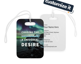 Personalized Luggage Tag, "Northen Lights" Custom Luggage Tags, ID Name Tag, Gift for Travelers, Custom Luggage Tag, Funny Luggage Tag