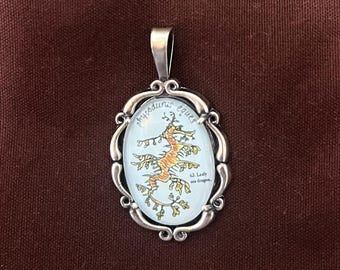 Leafy sea dragon pendant – natural history illustration jewelry