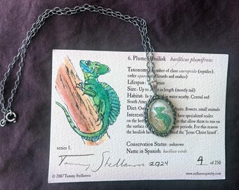 Basilisk pendant: natural history illustration jewelry