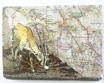 East African Oryx fine art painting/collage