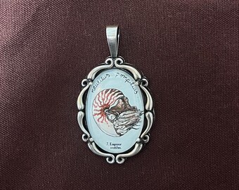 Sterling Silver Nautilus Necklace: natural history illustration jewelry