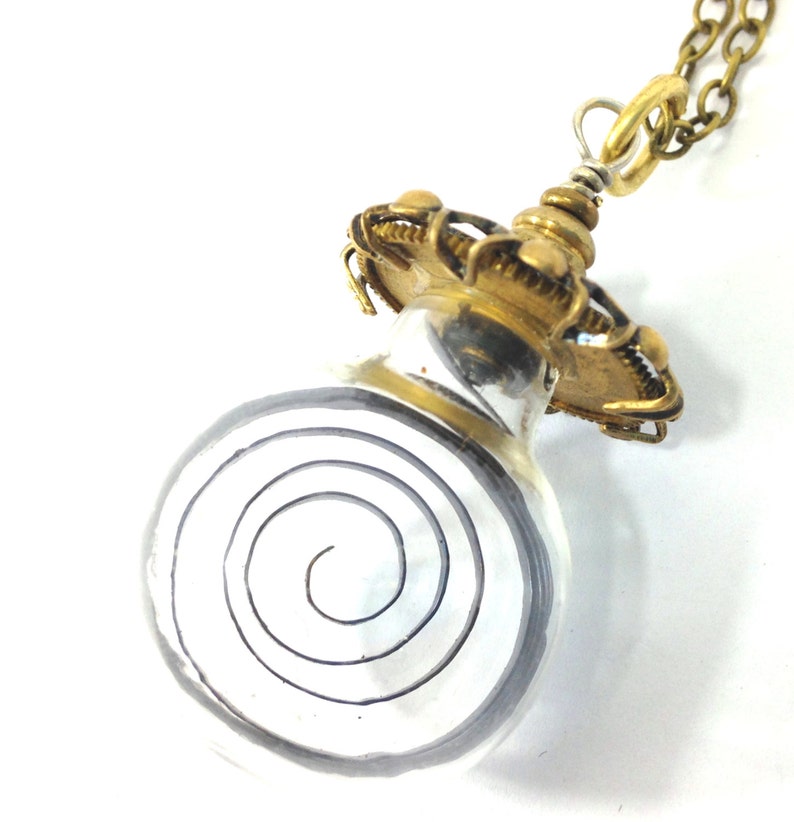 Time Spiral Steampunk Glass Globe WatchPart Necklace Etsy