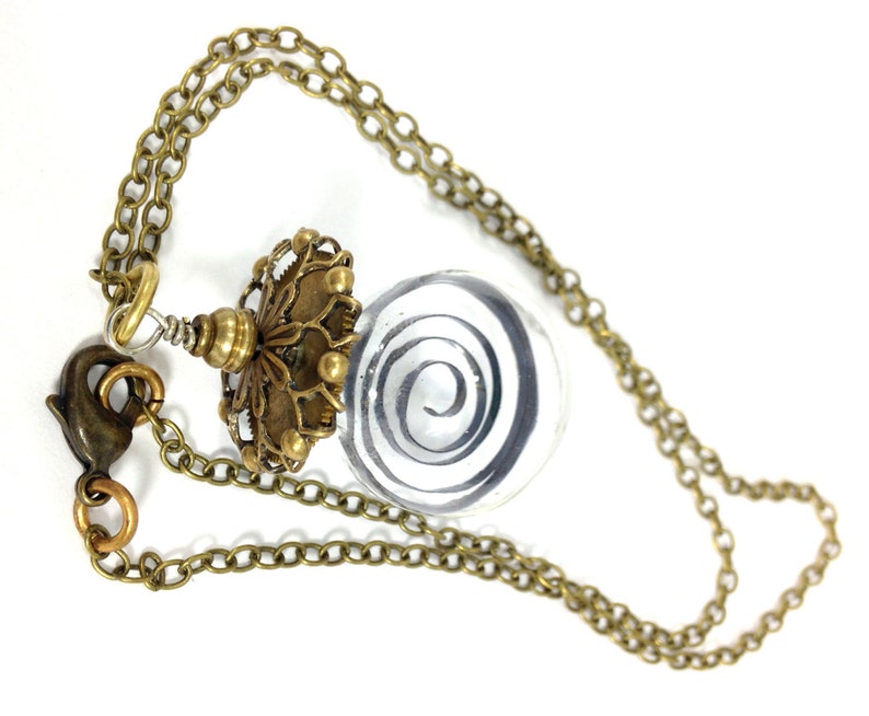 Time Spiral Steampunk Glass Globe WatchPart Necklace Etsy