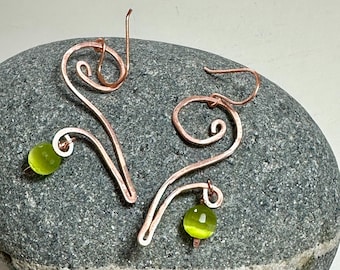 Hand Formed Copper and Crystal Earrings - IVY