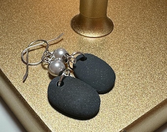Beach Stone Earrings, Ocean Pebble Jewelry, Raw Stone Earring, COUSINS NOT SISTERS