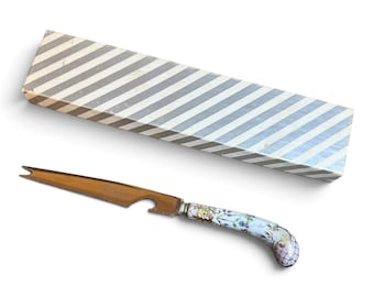 Vintage Floraine Sheffield England Cheese Fork Porcelain Handle Cottagecore 9"